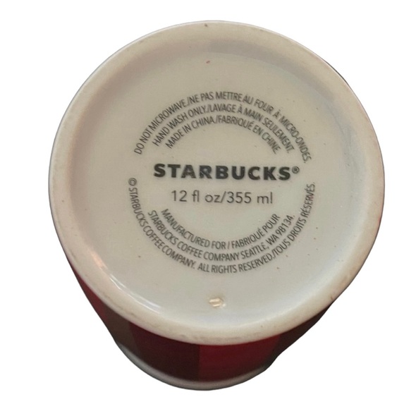 Starbucks Ceramic Coffee Cup 12 oz. Red, Dark Red, Bronze Stripe with Green Logo - Picture 6 of 6